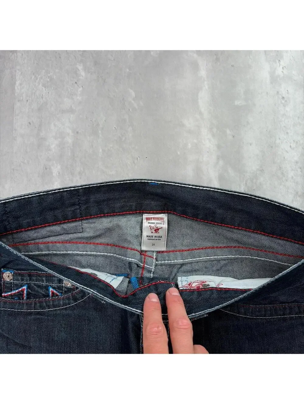 Y2K Dark Wash True Religion Grunge Gothiv Straight Denim Jeans